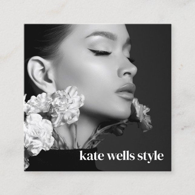 Tarjeta De Visita Cuadrada Foto de iconos de redes sociales (Anverso)