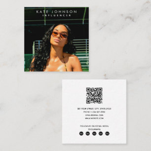 Tarjeta De Visita Cuadrada Foto de Influencer Moderno Código QR Medios Social