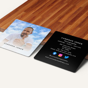 Tarjeta De Visita Cuadrada Foto de la foto en la cabeza de un fotógrafo indep