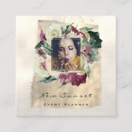 Tarjeta De Visita Cuadrada Foto de Makeup Blogg Evento Planner Floral Cottage