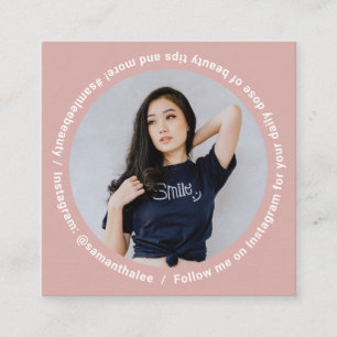 Tarjeta De Visita Cuadrada Foto de medios sociales Instagram rosa moderno
