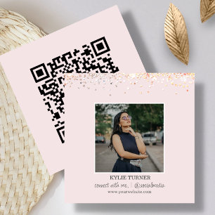 Tarjeta De Visita Cuadrada Foto de medios sociales   Purpurina Rosa Rubor   C
