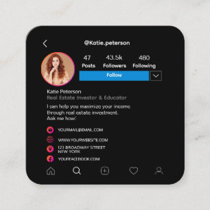 Tarjeta De Visita Cuadrada Foto de perfil de medios sociales en Instagram con