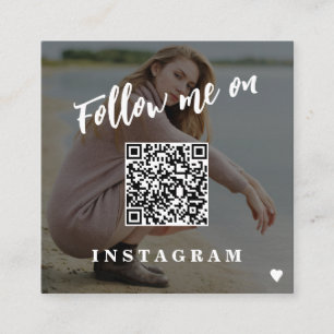 Tarjeta De Visita Cuadrada Foto de personalizado QR CODE, medio social modern