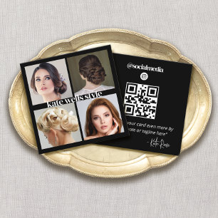 Tarjeta De Visita Cuadrada Foto de redes sociales en Instagram en negro