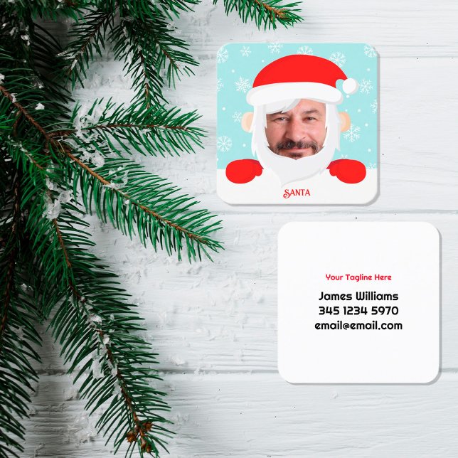 Tarjeta De Visita Cuadrada Foto del Personalizado de Santa Services (Santa Customized Photo Card)