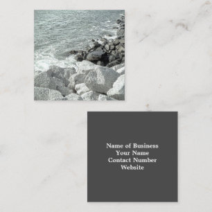 Tarjeta De Visita Cuadrada Foto en blanco y negro de un gris de la orilla de 
