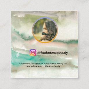 Tarjeta De Visita Cuadrada Foto en Instagram de las redes sociales acuarela m