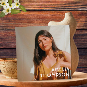 Tarjeta De Visita Cuadrada Foto Floral Verde Mostaza Amarillo Flor Retro