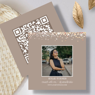 Tarjeta De Visita Cuadrada Foto   Medios sociales   Tan Purpurina   Código QR