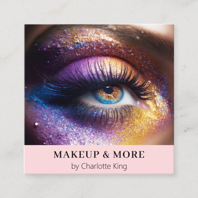 Tarjeta De Visita Cuadrada Foto moderna de maquillaje (Anverso)