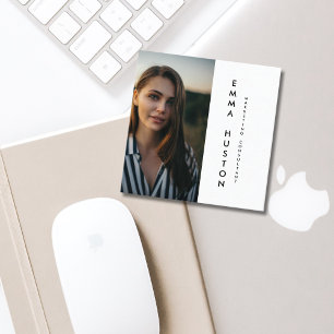 Tarjeta De Visita Cuadrada Foto moderna de tipografía Minimalista