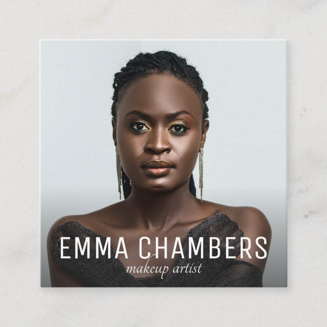 Tarjeta De Visita Cuadrada Foto moderna de un artista de maquillaje (Anverso)