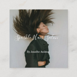 Tarjeta De Visita Cuadrada Foto moderna peluquería pequeña empresa código QR