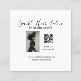 Tarjeta De Visita Cuadrada Foto moderna peluquería pequeña empresa código QR