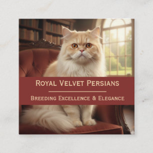 Tarjeta De Visita Cuadrada Foto personalizable de Royal Velvet Persian Catter