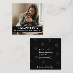 Tarjeta De Visita Cuadrada Foto personalizada Chic Cuadrado para cuidador de 