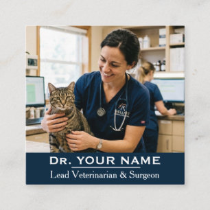 Tarjeta De Visita Cuadrada Foto personalizada de veterinario profesional