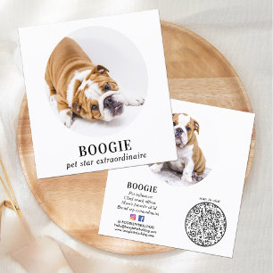 Tarjeta De Visita Cuadrada Foto personalizada Influencia de Mascotas de perro