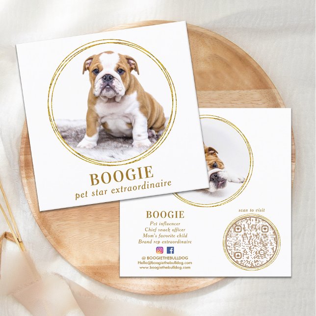 Tarjeta De Visita Cuadrada Foto personalizado Elegante Mascota de perro de or (Subido por el creador)