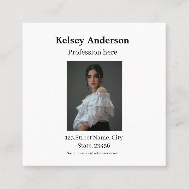 Tarjeta De Visita Cuadrada Foto: profesión moderna, dirección de medios socia (Anverso)