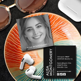 Tarjeta De Visita Cuadrada Foto profesional Minimalista simple