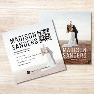 Tarjeta De Visita Cuadrada Foto profesional simple Minimalista moderna