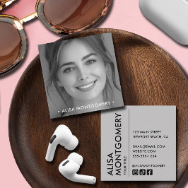 Tarjeta De Visita Cuadrada Foto profesional simple Minimalista moderna
