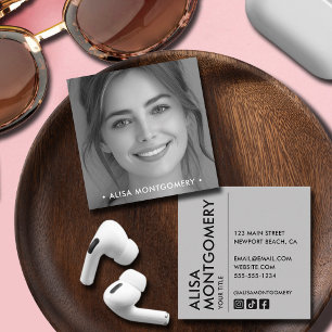 Tarjeta De Visita Cuadrada Foto profesional simple Minimalista moderna