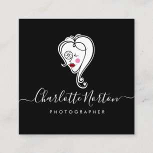 Tarjeta De Visita Cuadrada Fotógrafa Black Square Business Card