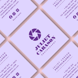 Tarjeta De Visita Cuadrada Fotografía Audaz Tipografía Lilac Purple