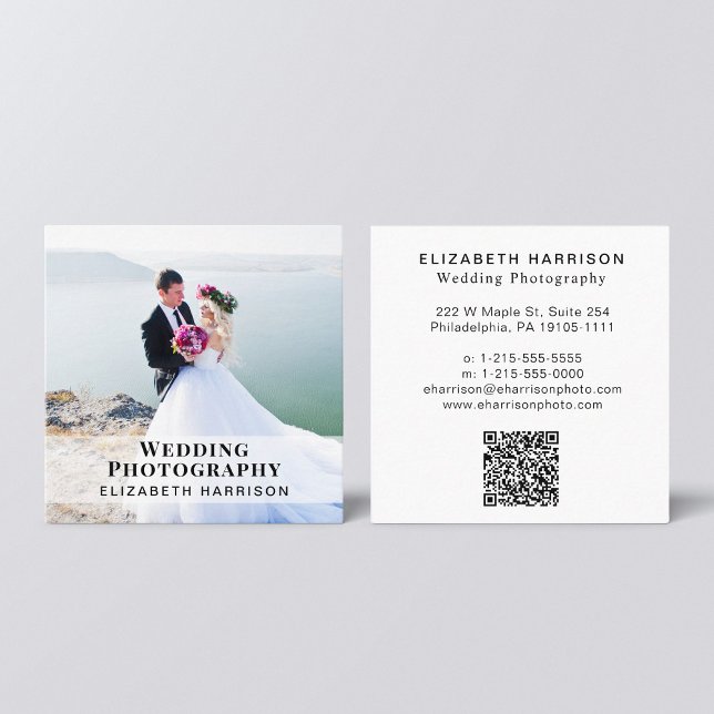 Tarjeta De Visita Cuadrada Fotografía boda Código QR Foto profesional (Subido por el creador)
