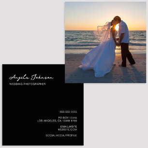 Tarjeta De Visita Cuadrada Fotografía de Boda en Blanco y Negro