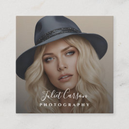 Tarjeta De Visita Cuadrada Fotografía de caligrafía de guión fotográfico