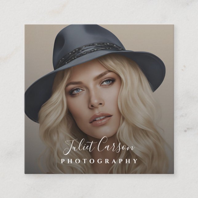 Tarjeta De Visita Cuadrada Fotografía de caligrafía de guión fotográfico (Anverso)