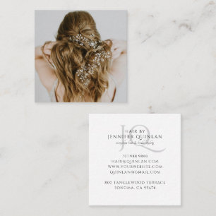 Tarjeta De Visita Cuadrada Fotografía de Estilista de Pelo Moderno Monogramad