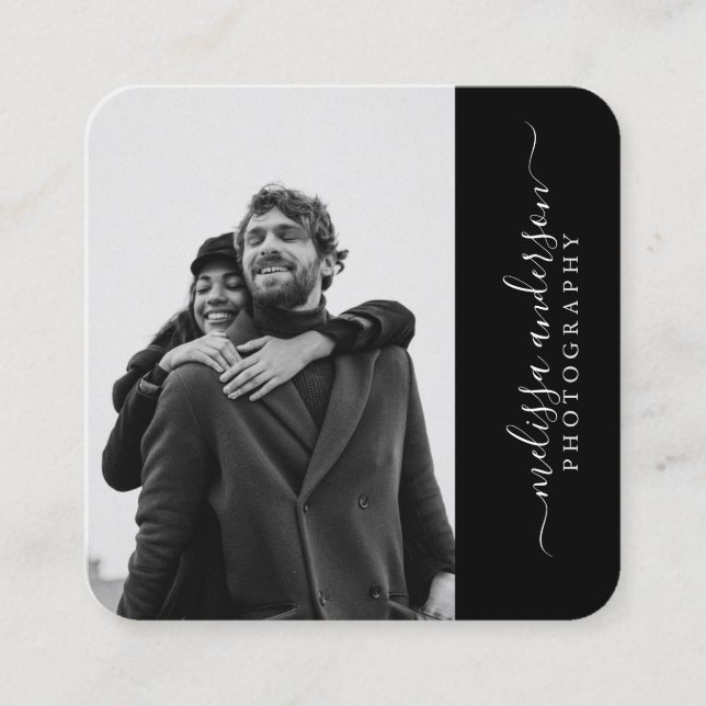 Tarjeta De Visita Cuadrada Fotografía de firma moderna y elegante (Anverso)