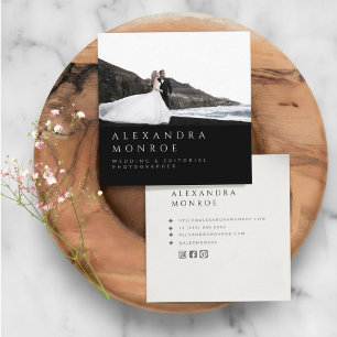 Tarjeta De Visita Cuadrada Fotografía de fotógrafo de boda minimalista