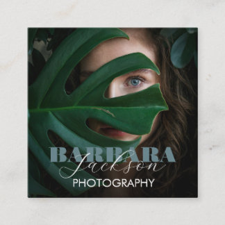 Tarjeta De Visita Cuadrada Fotografía Elegante Caligrafía Profesional
