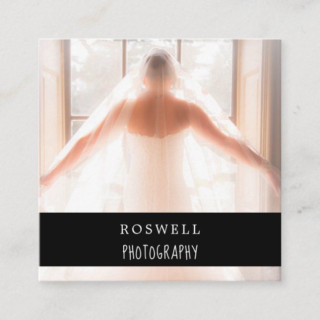 Tarjeta De Visita Cuadrada Fotografía Elegante De Mármol (Anverso)