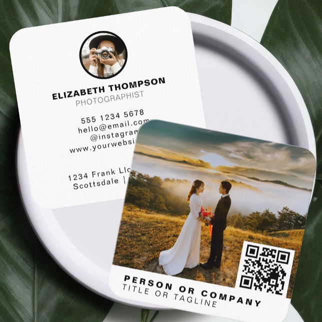 Tarjeta De Visita Cuadrada Fotografía Elegante Fotógrafo Código QR (Subido por el creador)