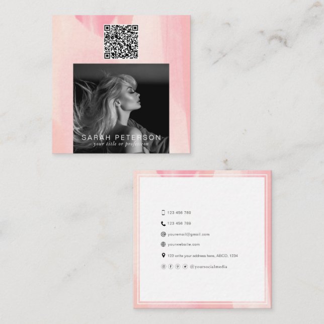 Tarjeta De Visita Cuadrada Fotografía elegante modelos de código QR bailarine (Anverso / Reverso)