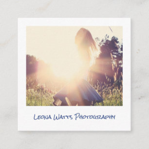Tarjeta De Visita Cuadrada Fotografía mínima fotógrafa moderna de moda blanca