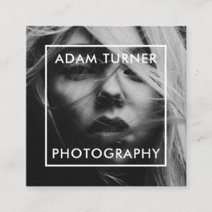 Tarjeta De Visita Cuadrada Fotografía mínima moderna en blanco y negro