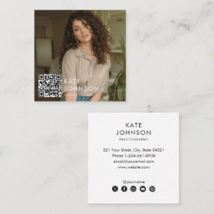 Tarjeta De Visita Cuadrada Fotografía moderna Foto Código QR Medios sociales
