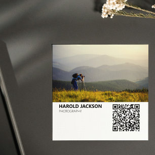 Tarjeta De Visita Cuadrada Fotografía moderna Fotógrafo de código QR