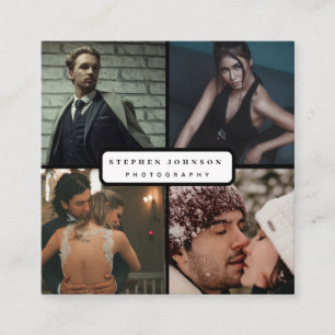 Tarjeta De Visita Cuadrada Fotografía moderna y elegante de collage QR Code