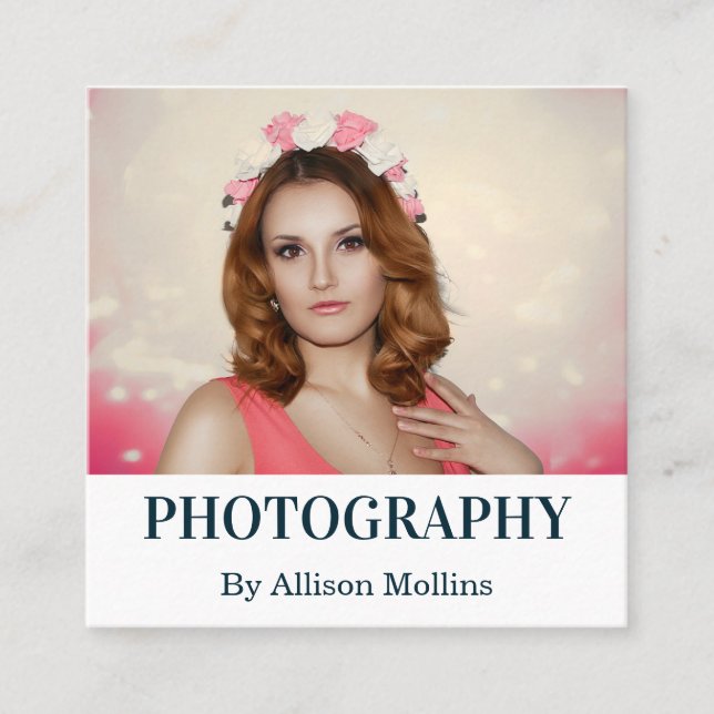 Tarjeta De Visita Cuadrada Fotografía moderna y elegante, sencilla y limpia (Anverso)