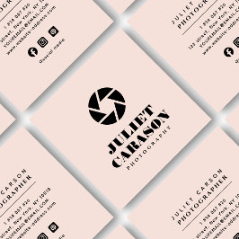 Tarjeta De Visita Cuadrada Fotografía negrita tipografía Rubor rosa