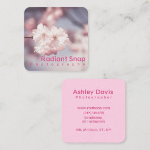 Tarjeta De Visita Cuadrada Fotografía Pastel Estética Rosa Sakura